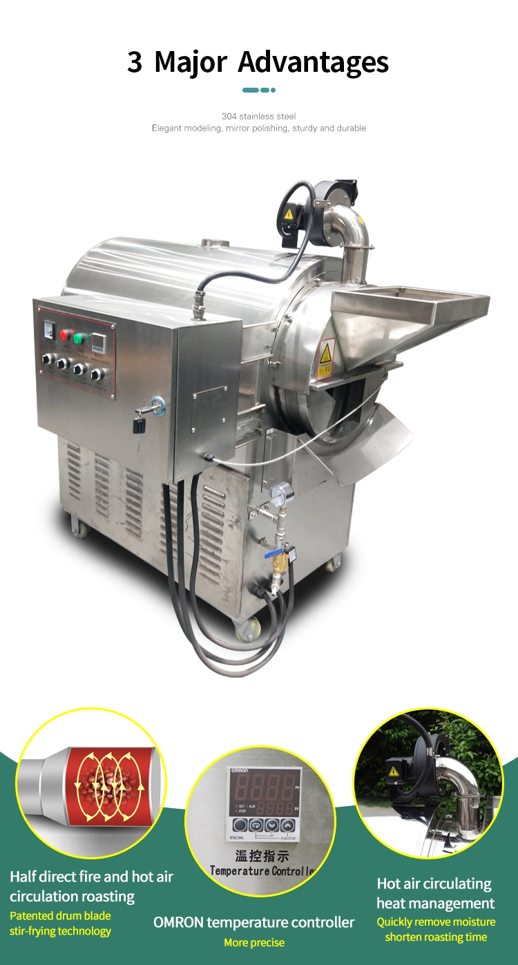 Dongyi 50kg Gas Peanut Roasting Machine Grain Nuts Roaster Machine for Sale