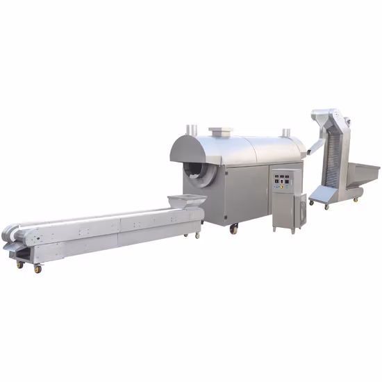 くるみ、栗、ひまわりの種、ひよこ豆の連続ドラム焙煎機電気焙煎加工ライン